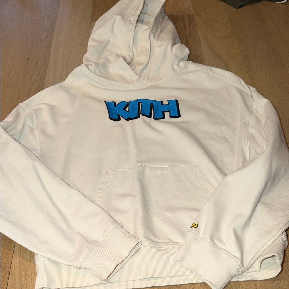 Kith Kids Disney Collection Cream Hoodie with Blue Logo